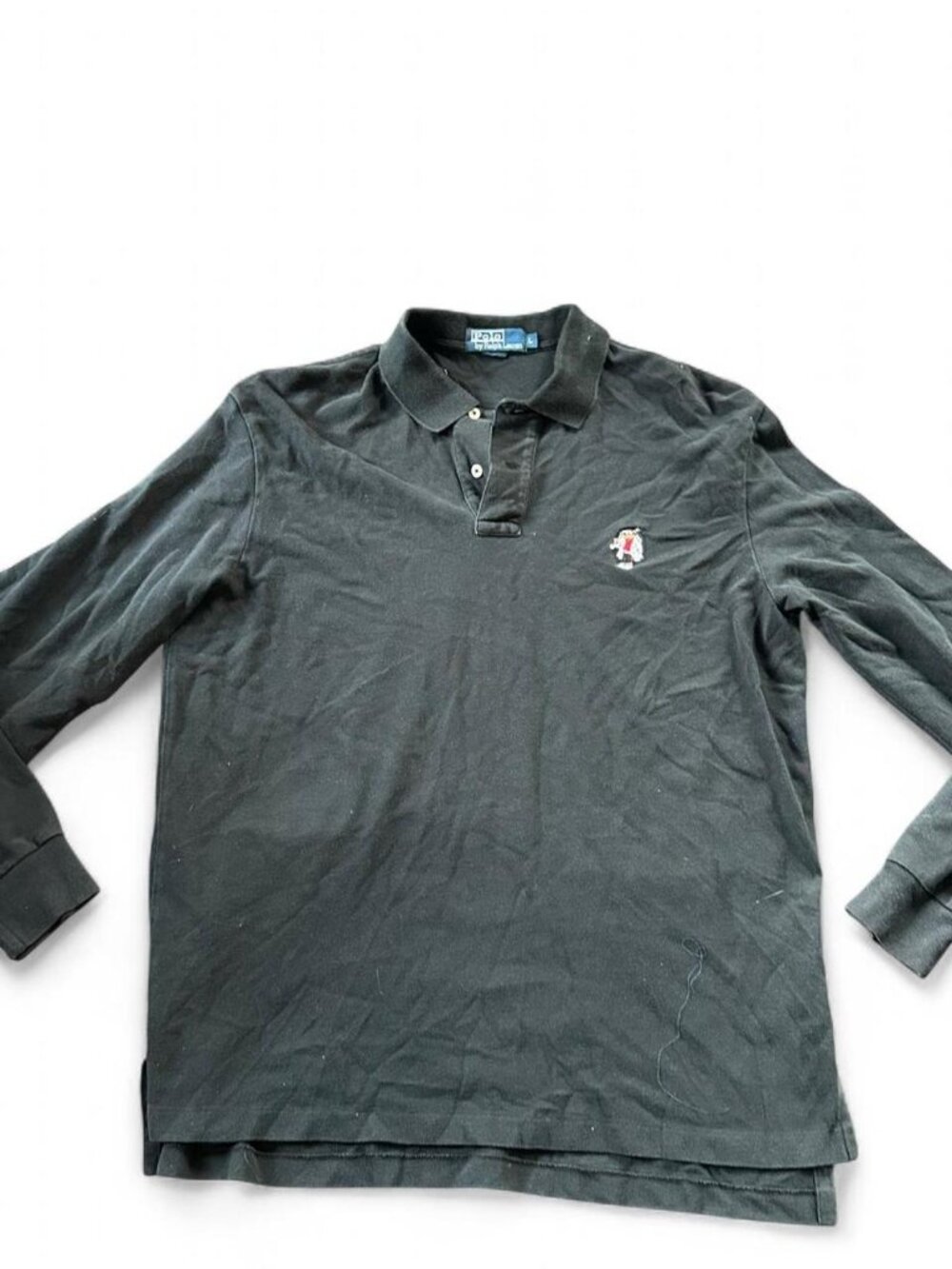 Ralph Lauren black long sleeve polo shirt with embroidered logo  Size large